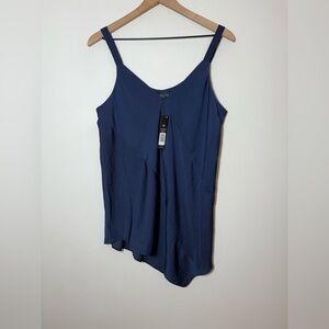 Nic + Zoe Womens Cami Top Sz M Navy Blue New $118 Babydoll